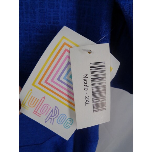 LuLaRoe Textured Blue Nicole Dress Plus Size 2XL New - Picture 8 of 9